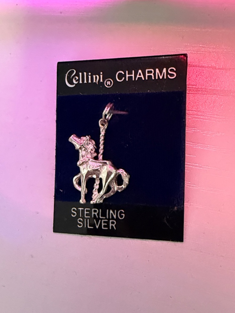 Vintage Cellini Sterling Silver Carousel Horse Charm - Silver